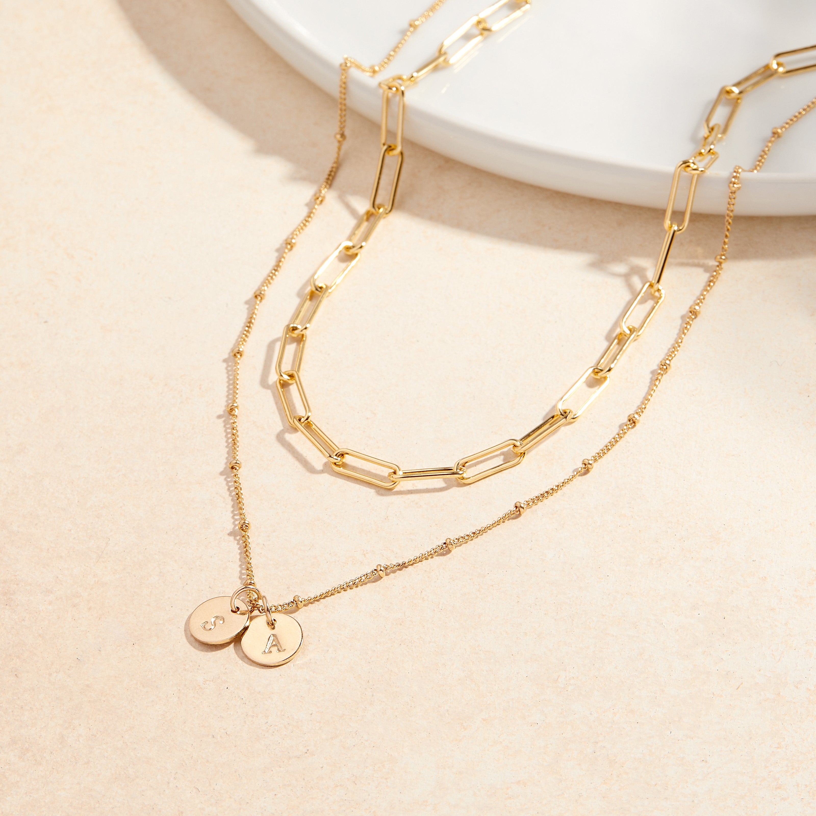 Layered Initial Necklace Set (3-Piece)